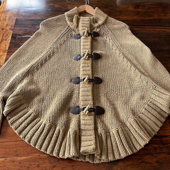 Michael Kors Poncho Cape Cardigan Sweater with zipper & toggles size Medium - Picture 2 of 16